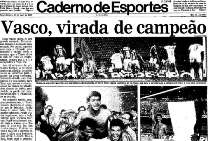 Vasco virada 1988 O Globo (Foto: Reprodução)