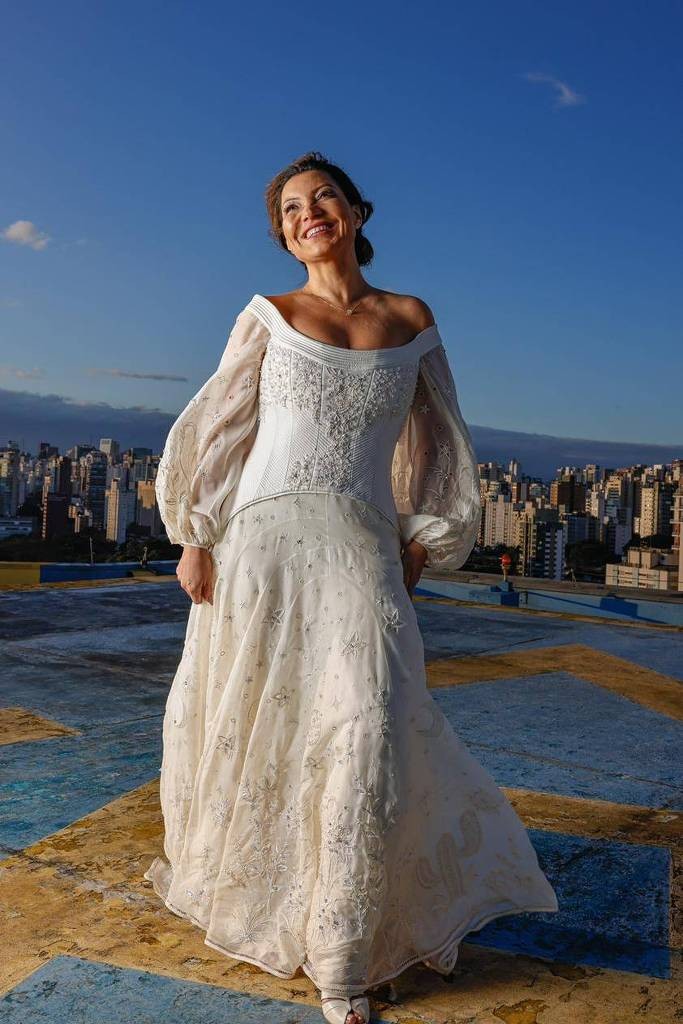 Vestido de noiva de Janja (Foto:  Ricardo Stuckert/Divulgação Mônica Bergamo )
