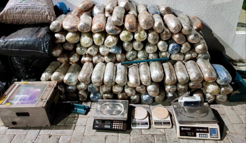 Homem é preso com 634 kg de maconha em 'laboratório de drogas' no norte da Bahia  — Foto: Divulgação/SSP