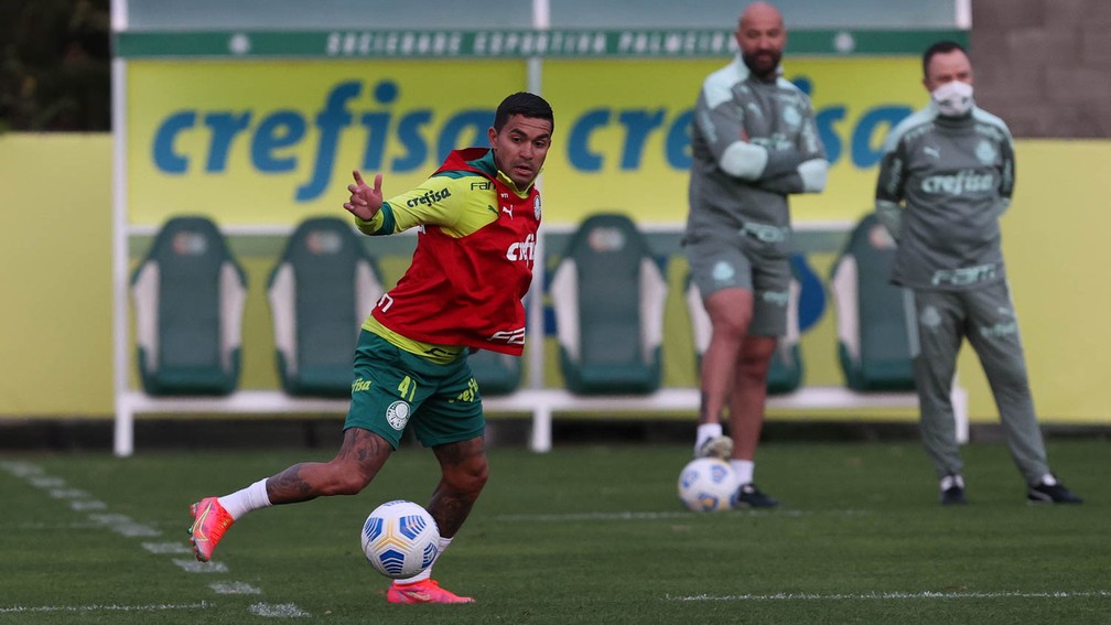 Dudu, atacante do Palmeiras, na Academia de Futebol — Foto: Cesar Greco / Ag. Palmeiras