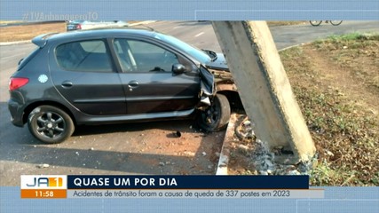 Mais de 330 acidentes de trânsito envolvendo postes aconteceram em 2023 no estado