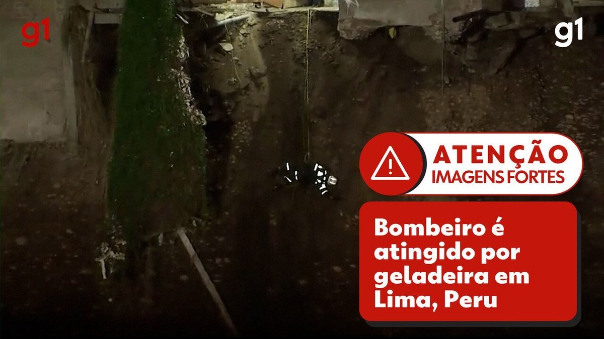 Bombeiro é atingido por geladeira em desmoronamento durante resgate no Peru; veja VÍDEO