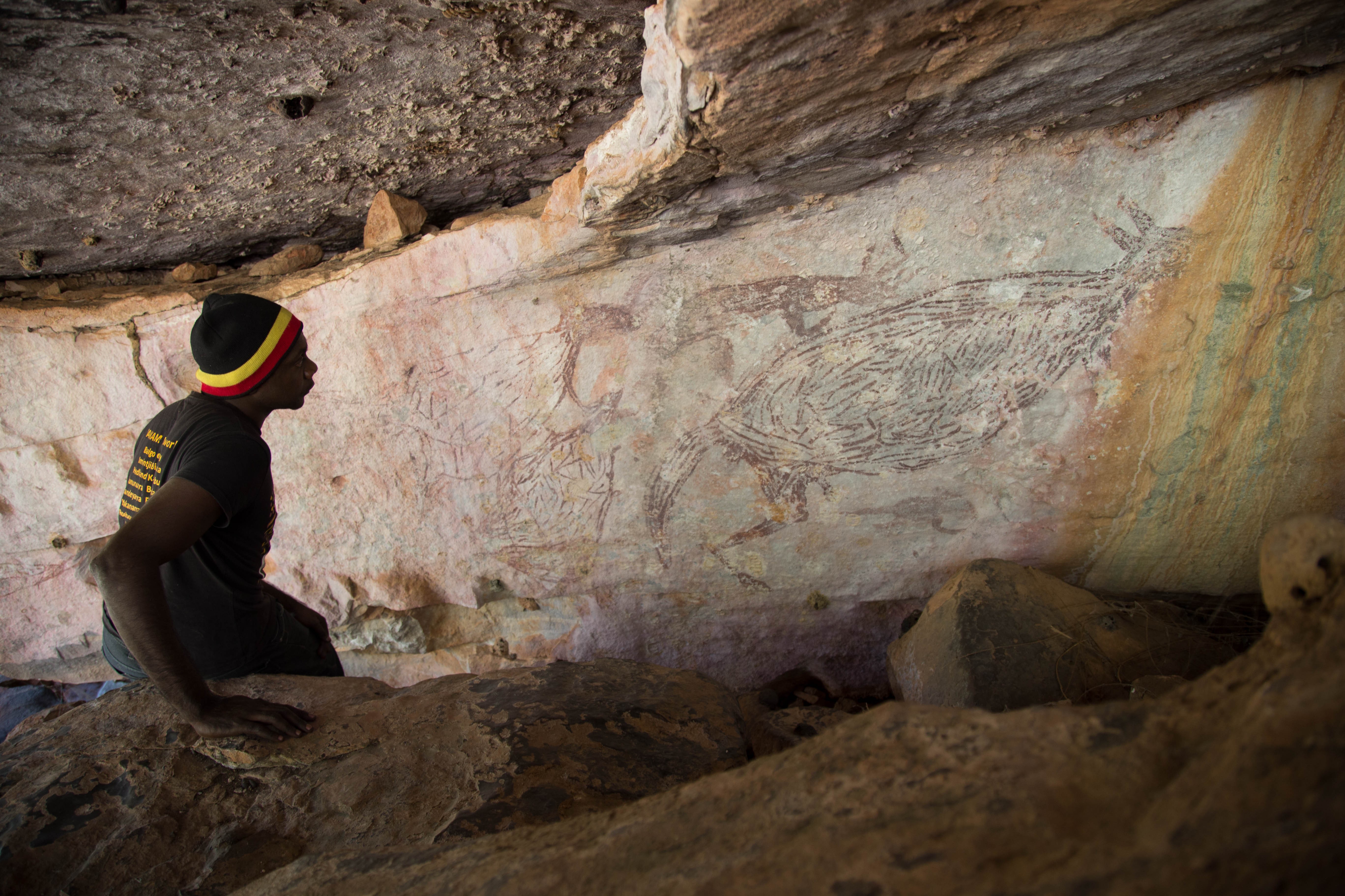 Pintura rupestre mais antiga da Austrália tem 17,3 mil anos e é um canguru (Foto: Peter Veth/Corporação Aborígene Balanggarra)