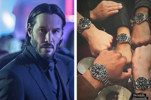 Keanu Reeves presenteou equipe de dublês de John Wick 4 com relógios Rolex (Foto: Divulgação; Reprodução / Instagram)