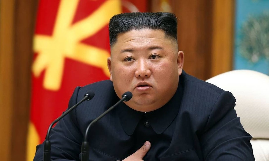 Kim Jong-un, presidente da Coreia do Norte, em pronunciamento em 2020