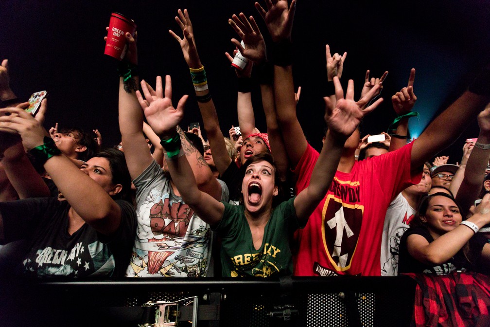 Público no show do Green Day, em São Paulo, na noite desta sexta-feira (3) (Foto: Marcelo Brandt/G1)