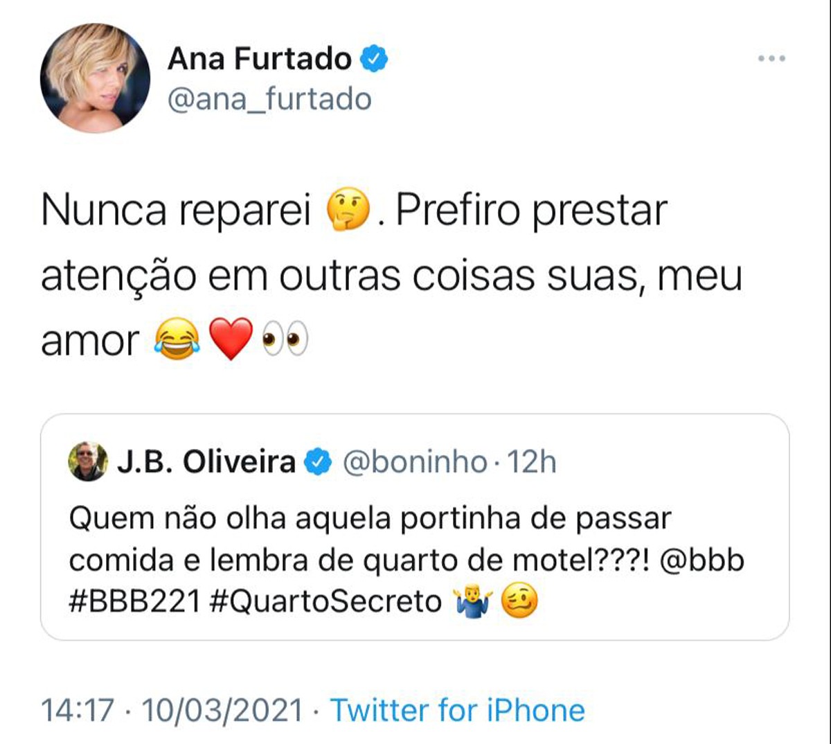Ana Furtado responde a comentário de Boninho (Foto: Reprodução Instagram)
