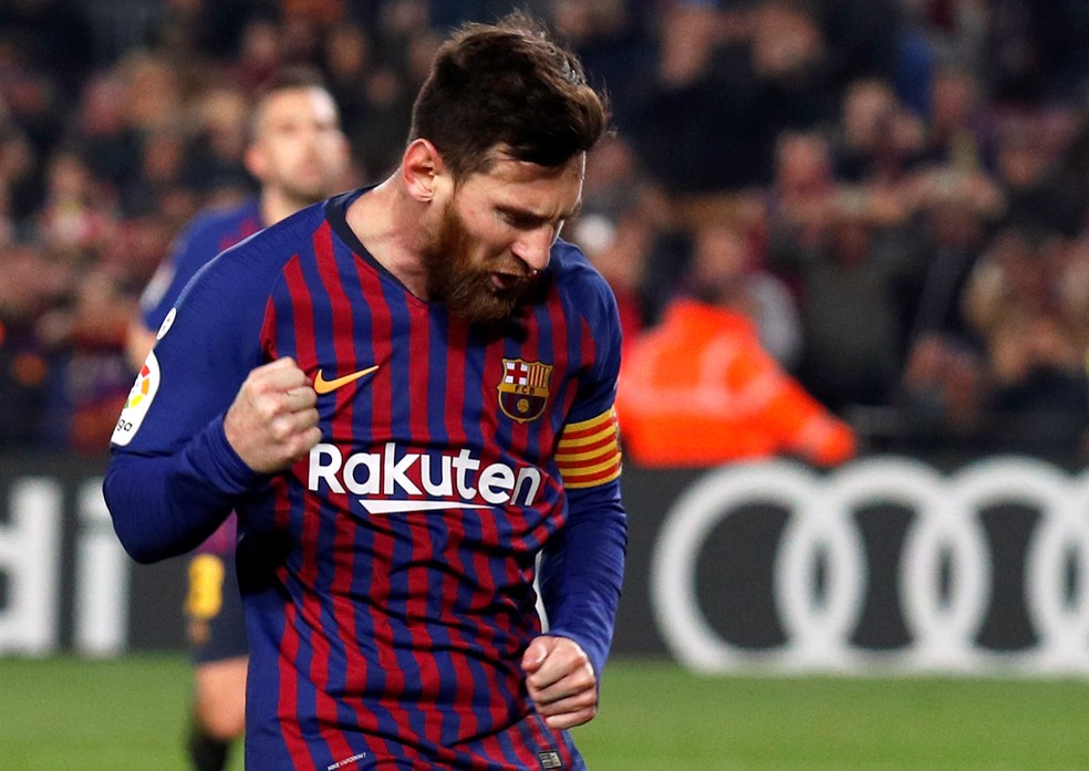 Messi comemora o gol em Barcelona x Valladolid â Foto: REUTERS/Albert Gea