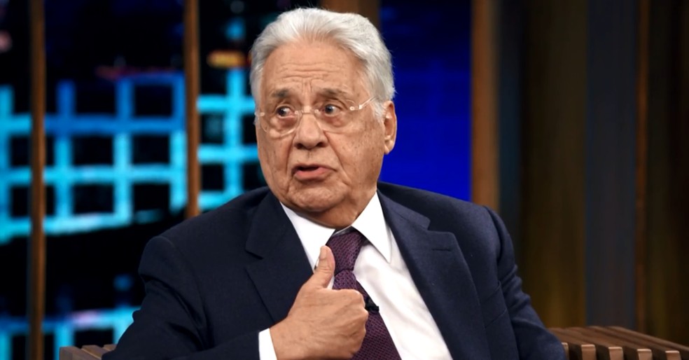Pedro Bial recebe o ex-presidente Fernando Henrique Cardoso nesta quarta-feira, 4/9 — Foto: TV Globo