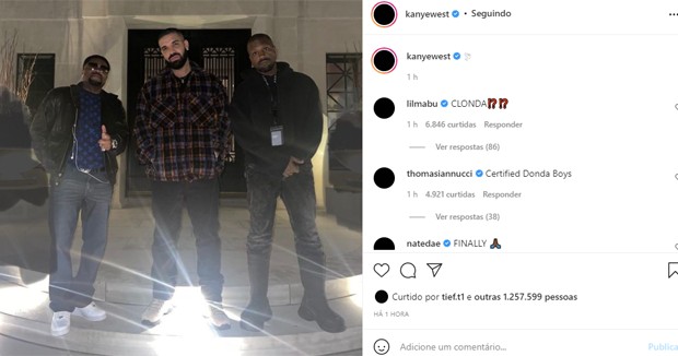 Kanye Ye West, posta foto de J. Prince, Dreake e amigo (Foto: Reprodução/Instagram)