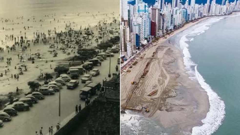 Antes e depois  Balneário Camboriú — Foto: Montagem/G1