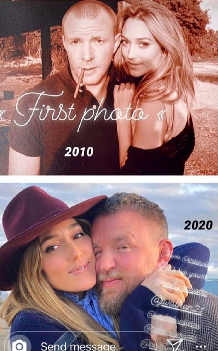 A montagem compartilhada pela esposa do diretor Guy Ritchie mostrando fotos dois juntos em 2010 e 2020 (Foto: Instagram)