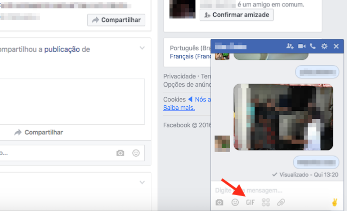 Acessando a ferramenta de GIF do bate papo do Facebook (Foto: Reprodução/Marvin Costa)