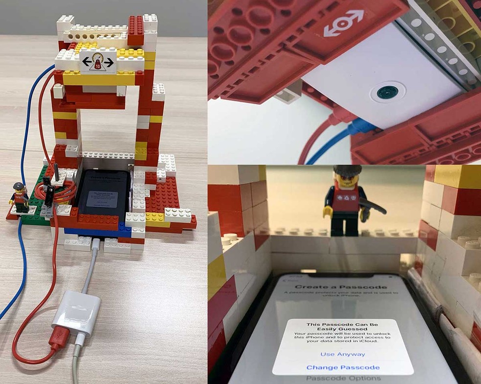 O robô foi construído a partir de blocos de Lego e um Raspberry Pi — Foto: Reprodução/This PIN Can Be Easy