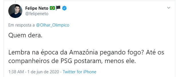 Felipe Neto sobre Neymar (Foto: Reprodução/Twitter)