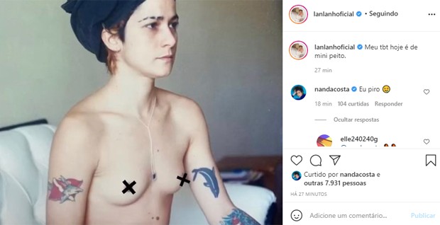 Lan Lanh posta clique de topless e Nanda Costa elogia (Foto: Reprodução/Instagram)