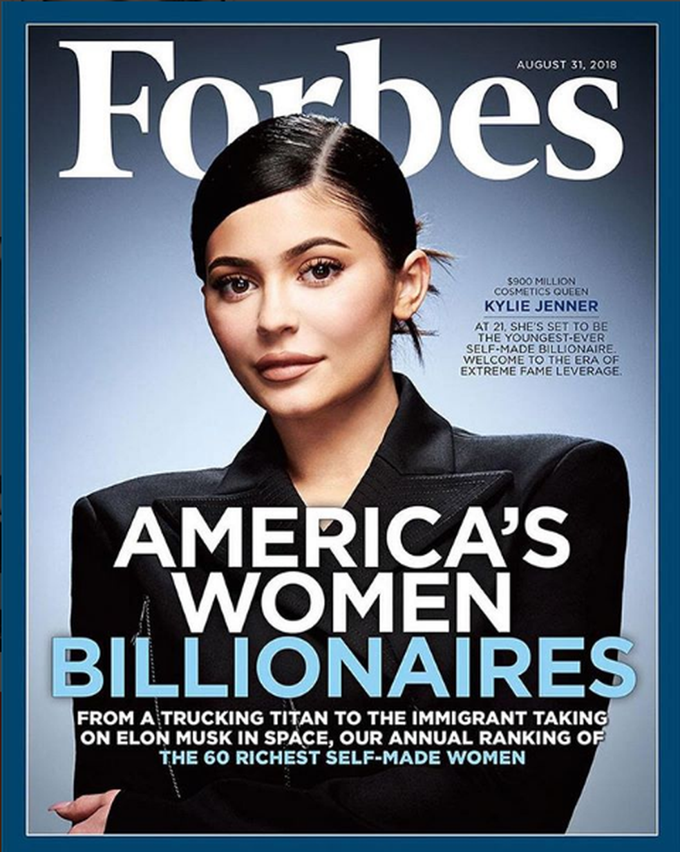 Kylie Jenner na capa da Forbes — Foto: Reprodução