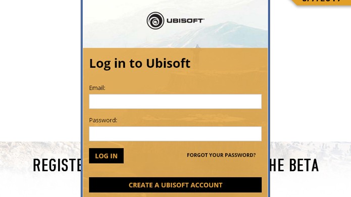 Faça login com sua conta da Ubisoft para se cadastrar na beta de Ghost Recon: Wildlands (Foto: Reprodução/Rafael Monteiro)