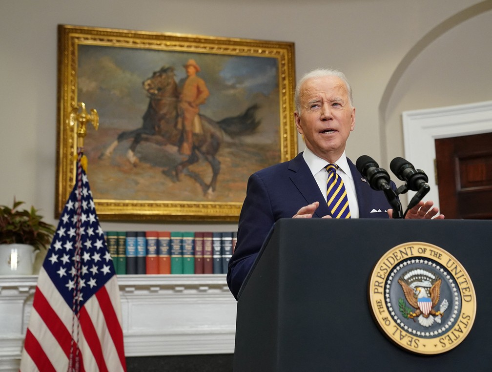 Biden anuncia restrição ao petróleo russo — Foto: REUTERS/Kevin Lamarque