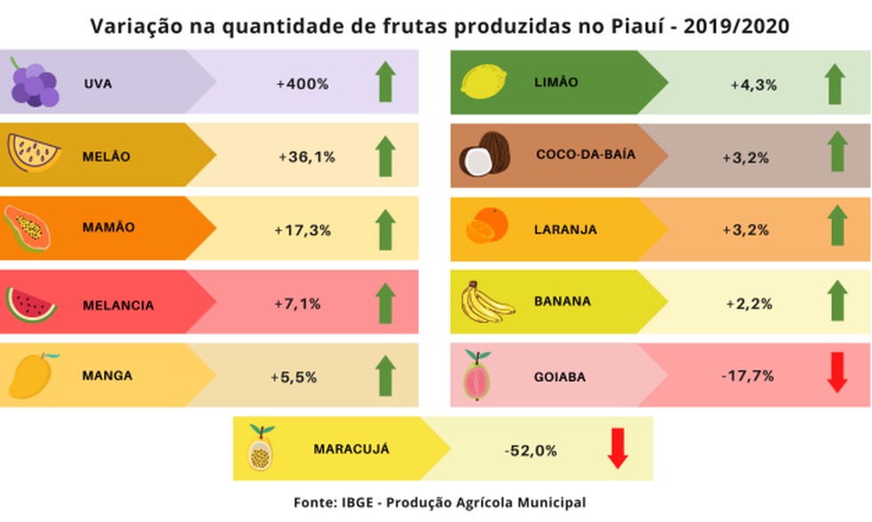 Produção de goiaba e maracujá tem queda no Piauí — Foto: Divulgação/IBGE