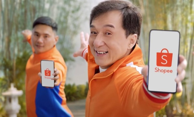 Anúncio da Shopee com Jackie Chan 
