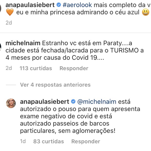 Ana Paula responde seguidora (Foto: Reprodução/Instagram)