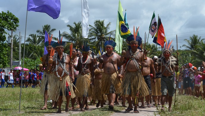 Jogos Indígenas da Paraíba é aberto no Litoral Norte do Estado (Foto: Larissa Keren / GloboEsporte.com/pb)