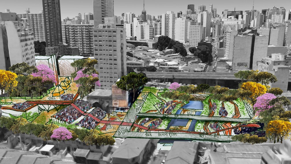 Projeto do Parque Bixiga criado por ativistas — Foto: Divulgação