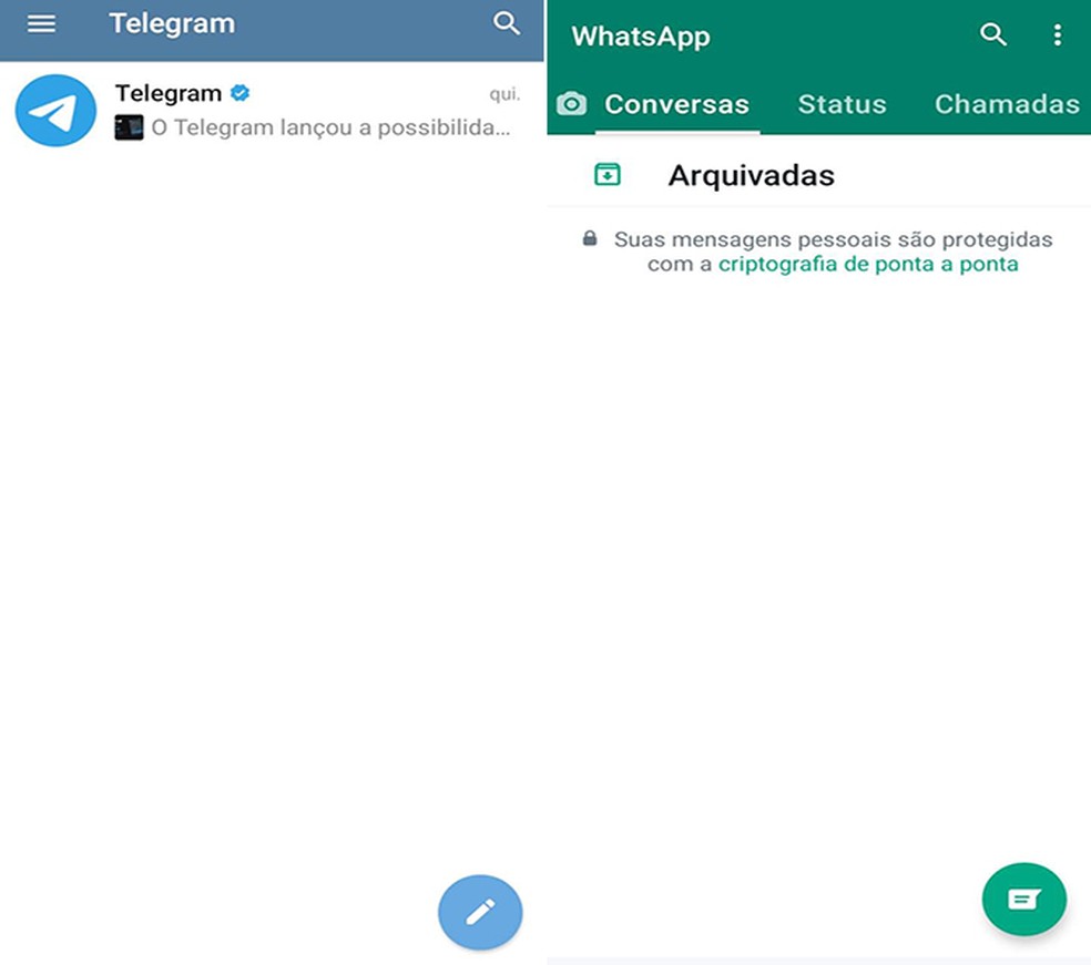 Na questão usabilidade, Telegram e WhatsApp são bem semelhantes  — Foto: Reprodução/Flávia Fernandes