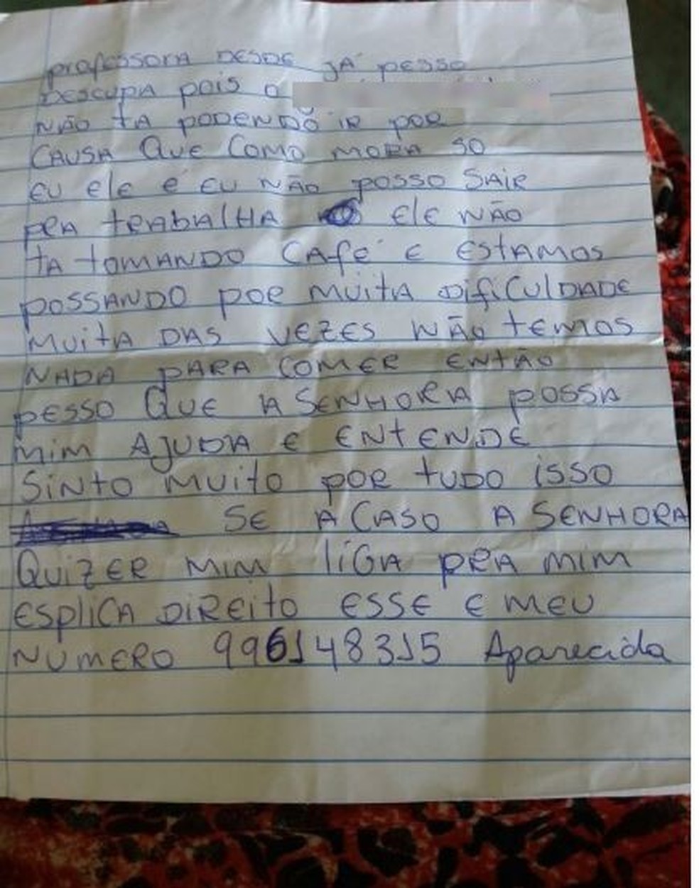 Carta foi enviada para a professora em Cruzeiro do Sul  (Foto: Adelcimar Carvalho/G1)