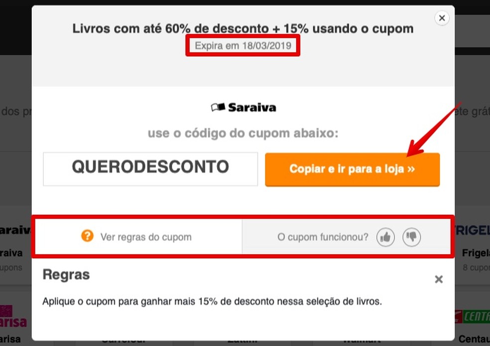 levantamento de ganhos para o cartão