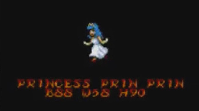 Em Super Ghoulsn Ghosts as medidas da princesa de Ghostsn Goblins são mostradas como uma brincadeira dos desenvolvedores (Foto: Reprodução/YouTube)