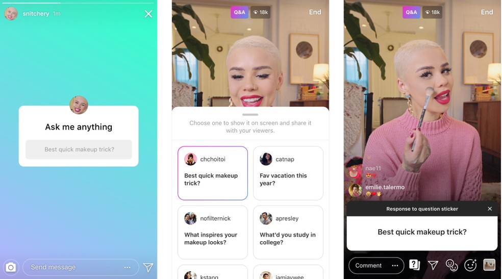 Adesivo de perguntas nas lives do Instagram &mdash; Foto: Divulga&ccedil;&atilde;o/Instagram