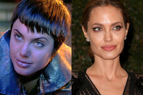 Angelina Jolie perdeu a cara de mocinha (Foto: Divulgação e Getty Images)