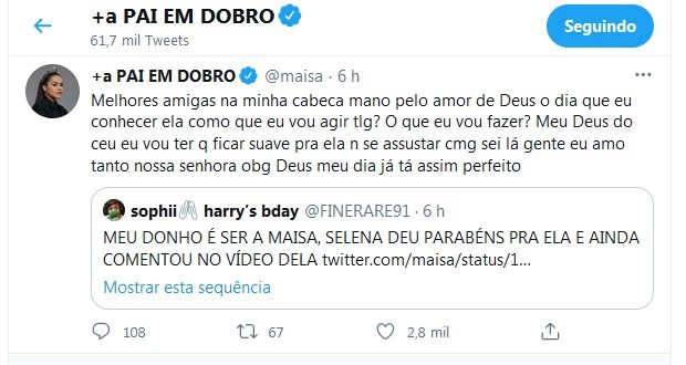 Tweets de Maisa Silva (Foto: Reprodução/Instagram)