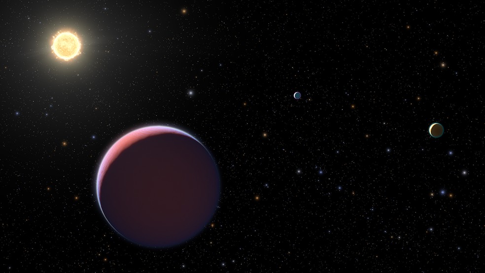 Ilustração mostra o sistema planetário de Kepler 51 — Foto: NASA/ESA/Hulstak/Olmsted/Player/Summers