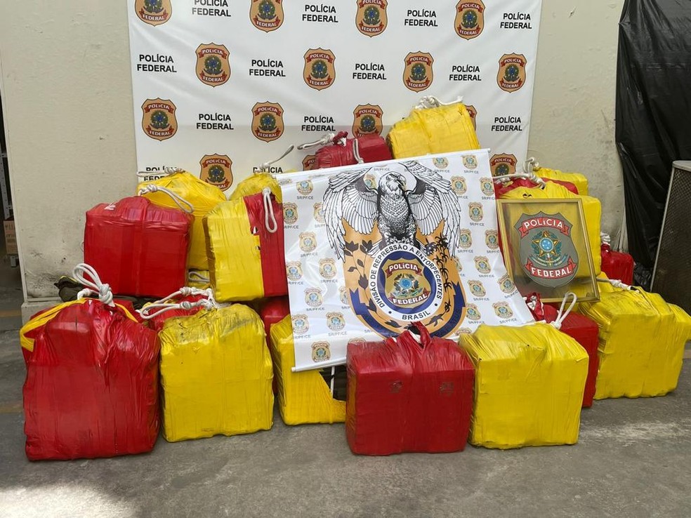 Cocaína apreendida foi levada para a sede da Polícia Federal, em Fortaleza. — Foto: Polícia Federal/ Divulgação