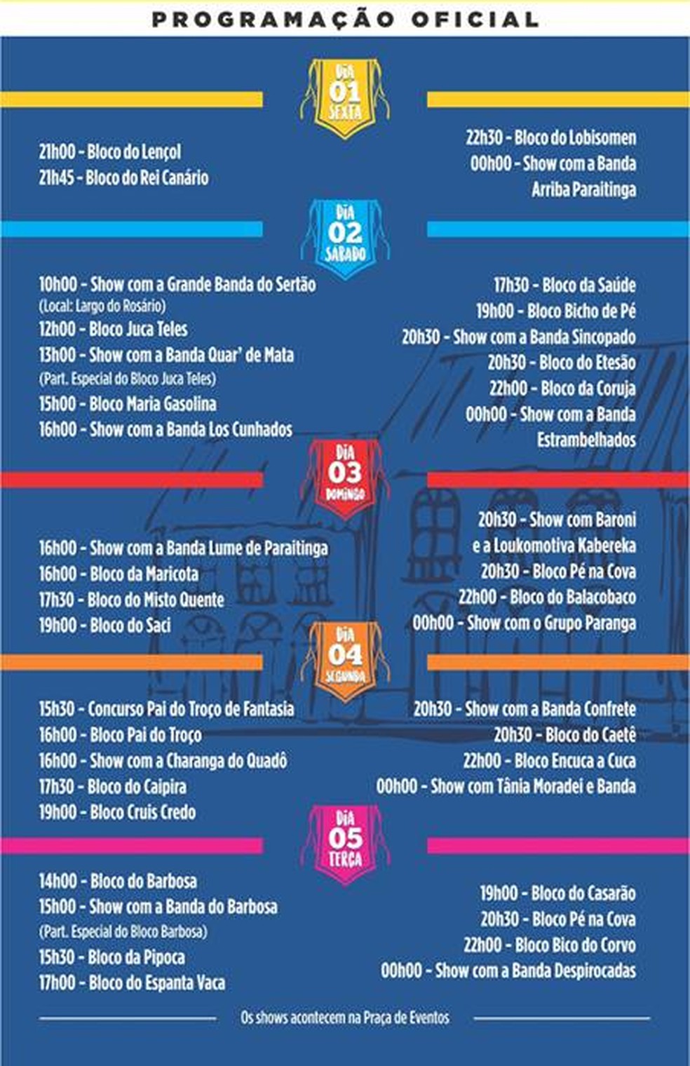 Programação do carnaval de São Luiz do Paraitinga — Foto: Divulgação