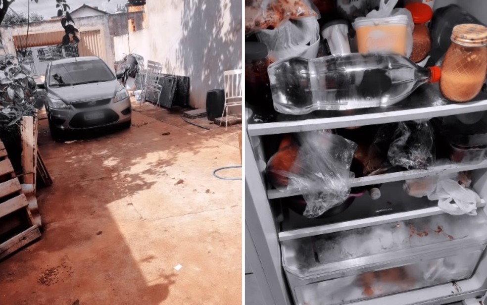 Casa bagunçada e comidas estragadas na geladeira — Foto: Divulgação/GCM Rio Verde