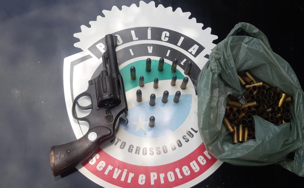 Arma e munições que estavam no comércio — Foto: Polícia Civil/Divulgação