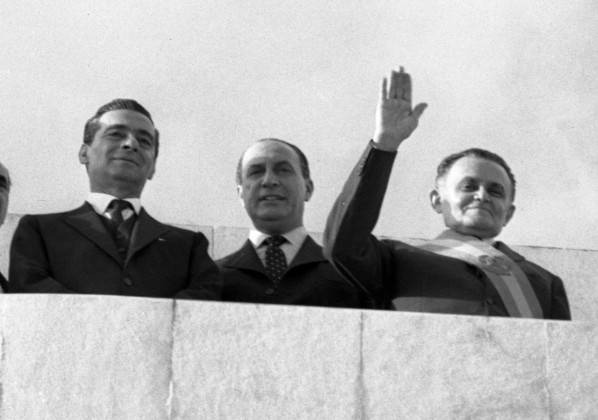 Golpe: Castelo Branco com Auro de Moura e Ranieri Mazzili em 15 de setembro de 1964