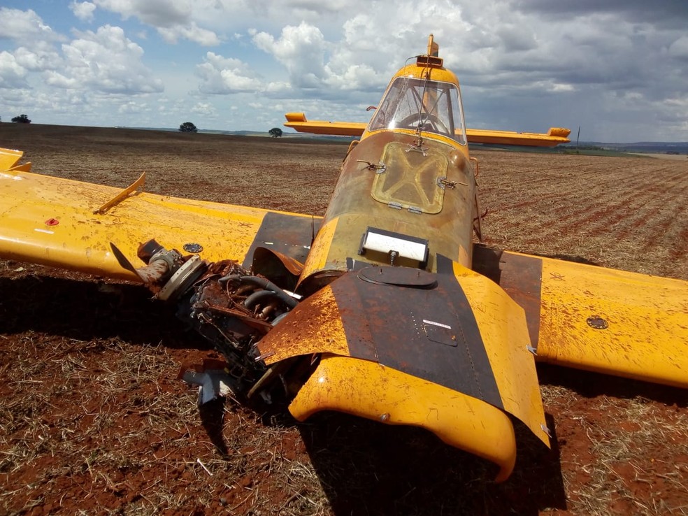 Aeronave encontrada em fazenda em Patrocínio — Foto: Corpo de Bombeiros/ Divulgação