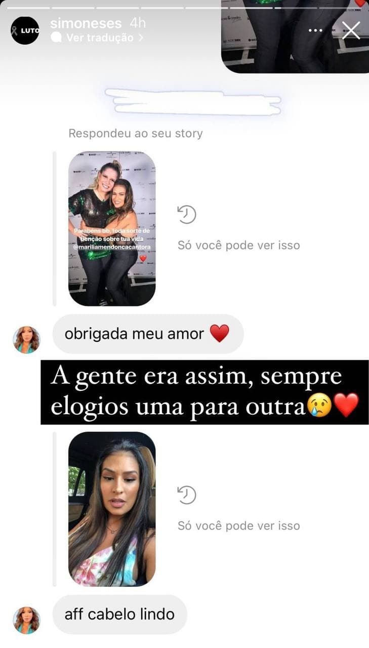 Simone, da dupla com Simaria, relembra mensagens com Marília Mendonça (Foto: Reprodução / Instagram)