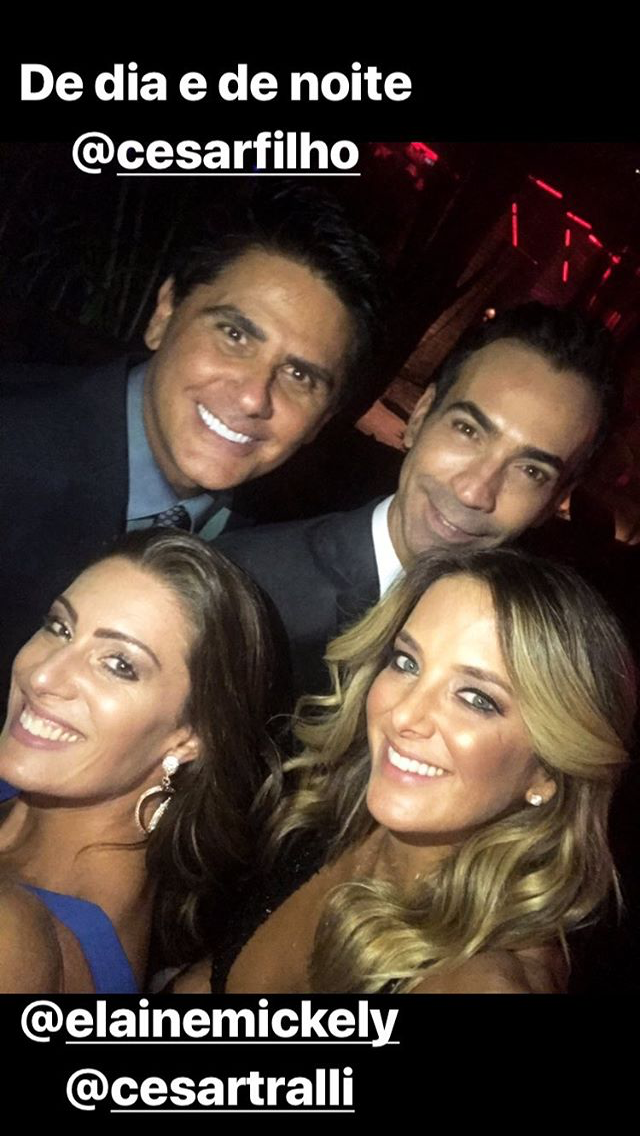 Ticiane Pinheiro e Cesar Tralli com os amigos Elaine Mickely e Cesar Filho (Foto: Reprodução/Instagram)