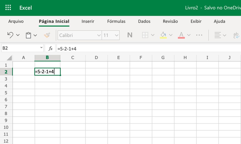 Como fazer operação mista de soma e subtração no Excel — Foto: Reprodução/Helito Beggiora