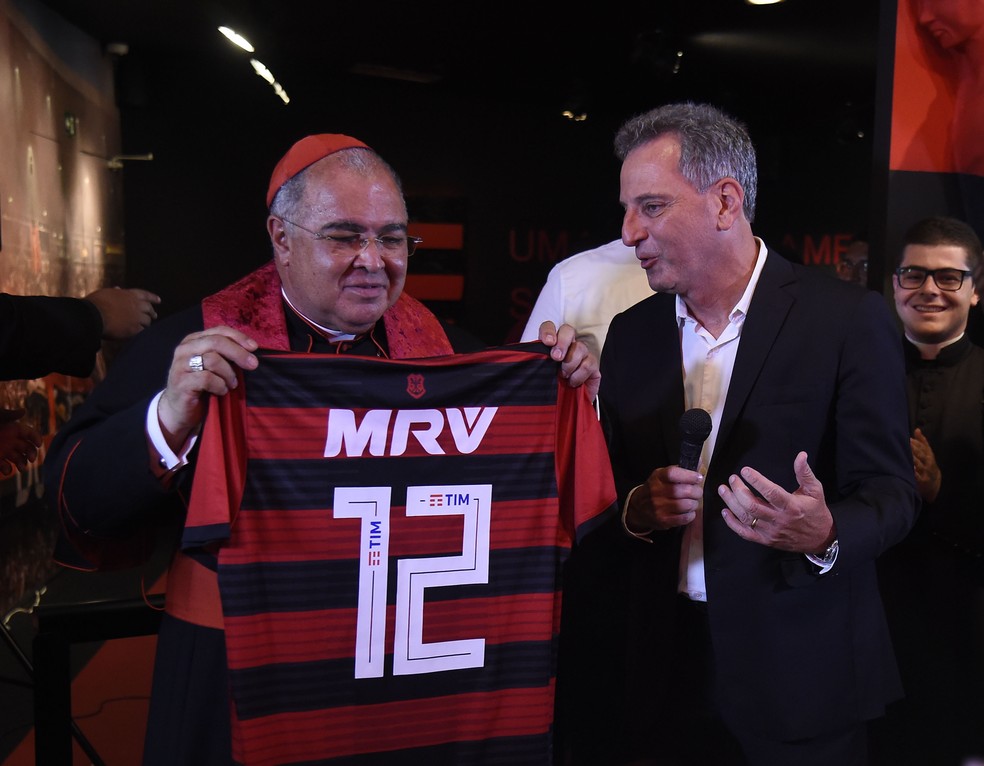 Cardeal Arcebispo do Rio faz cerimÃ´nia na GÃ¡vea e abenÃ§oa o Flamengo para 2019 â€” Foto: AndrÃ© DurÃ£o/GloboEsporte.com