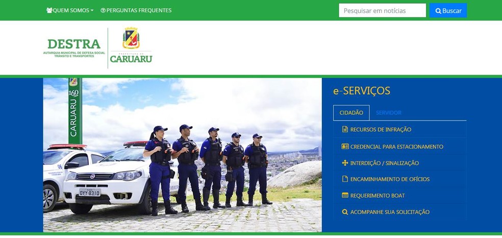 Site oferece serviços para os moradores de Caruaru (Foto: Destra/Reprodução)