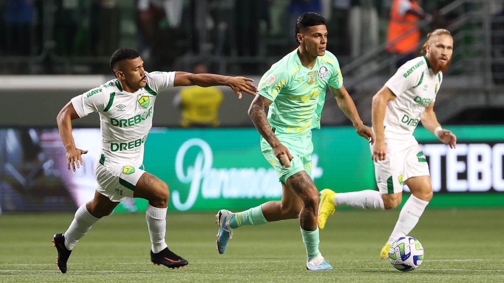 Richard Ríos em ação pelo Palmeiras contra o Cuiabá — Foto: Cesar Greco/Palmeiras