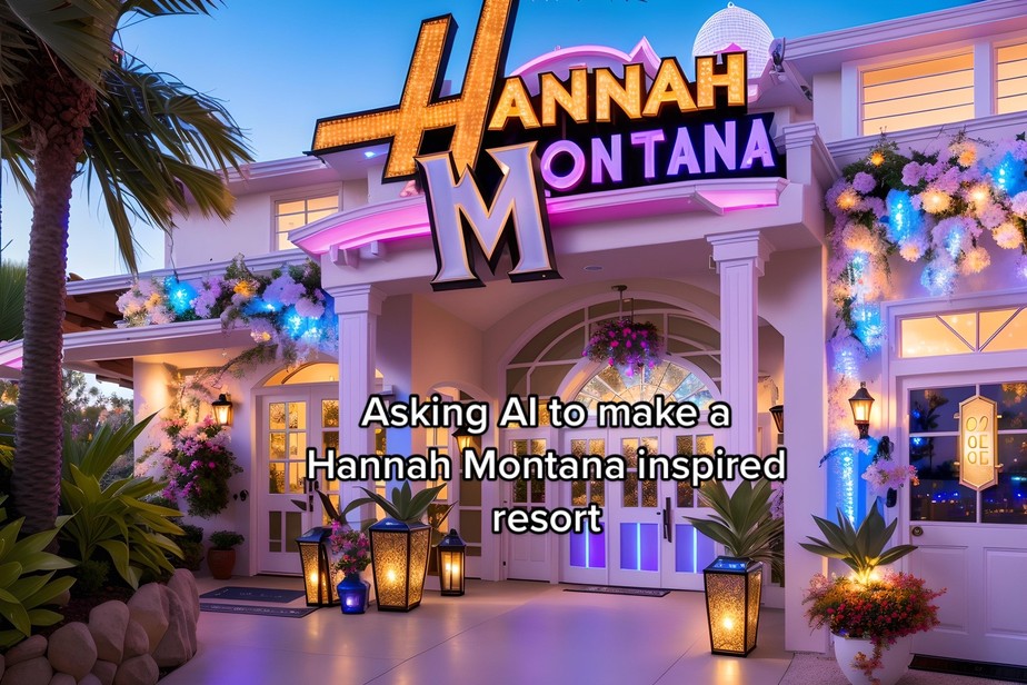 'Pedindo a IA para criar um resort inspirado em Hannah Montana', em tradução literal