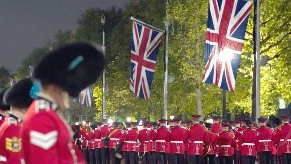 Um ensaio para o funeral foi realizado nesta quinta-feira — Foto: PA Media/Via BBC